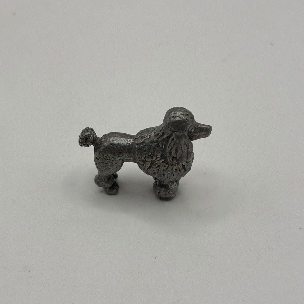 Vintage Miniature Pewter Poodle Dog Figurine Detailed Metal Collectible 1 Inch